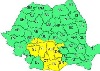 Cod galben de ploi in 12 judete. Weekend cu vijelii si grindina in aproape toata tara